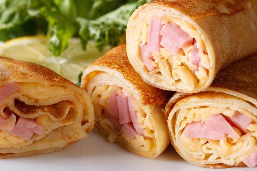 Блины с ветчиной и сыром